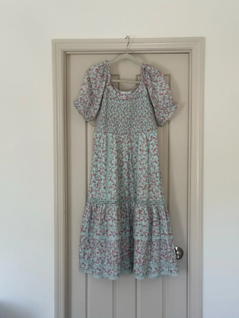 LoveShackFancy x Target Mint Floral Smocked Midi Dress - Picture 4 of 5